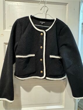J. Crew Black Jacket with White Braided Trim
